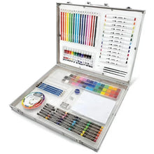 ArtSkills portable drawing kit case open showing colored pencils, markers, and palettes