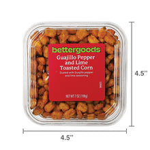 Toasted corn nuts tub with red label and 4.5 in size marking