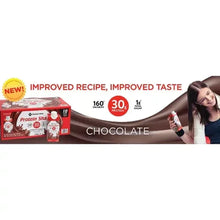 Chocolate protein shake variety pack box with carton images, 18 pack