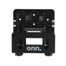 Black adjustable wall mount bracket front face with onn. logo and screw points