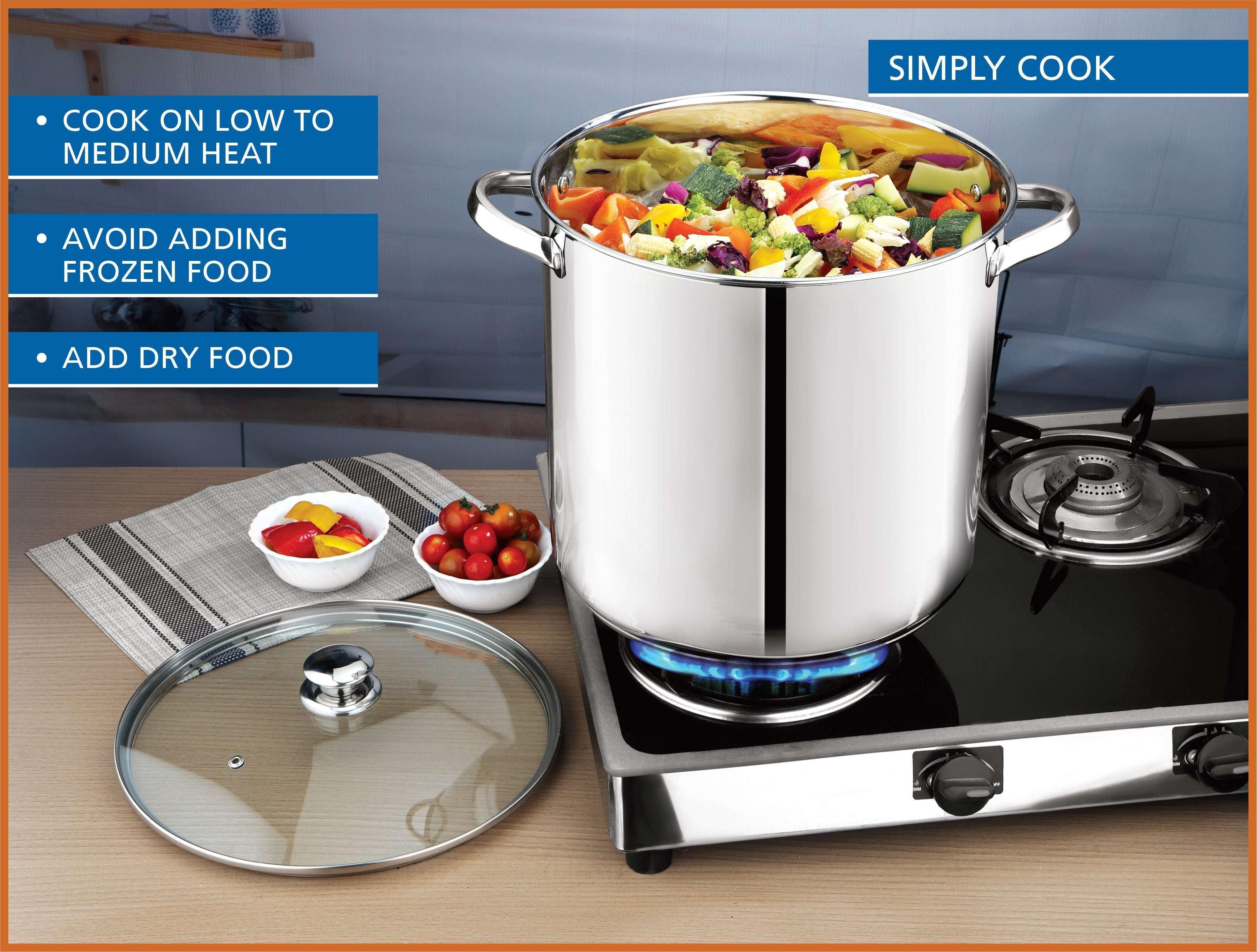 Mainstays Stainless Steel 20-Quart Stock Pot with Glass Lid