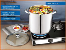 Mainstays stainless steel 20-quart stock pot with clear glass lid, side handles