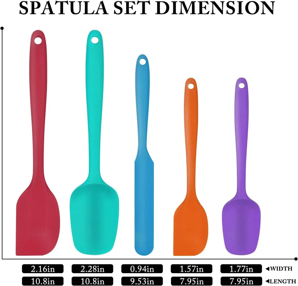 Food Grade Silicone Rubber Spatula Set for Baking, AOKIWO 5Pcs Cooking Utensil Set, High Heat Resistant Non Stick Dishwasher BPA-Free - USA MEGA SHOP