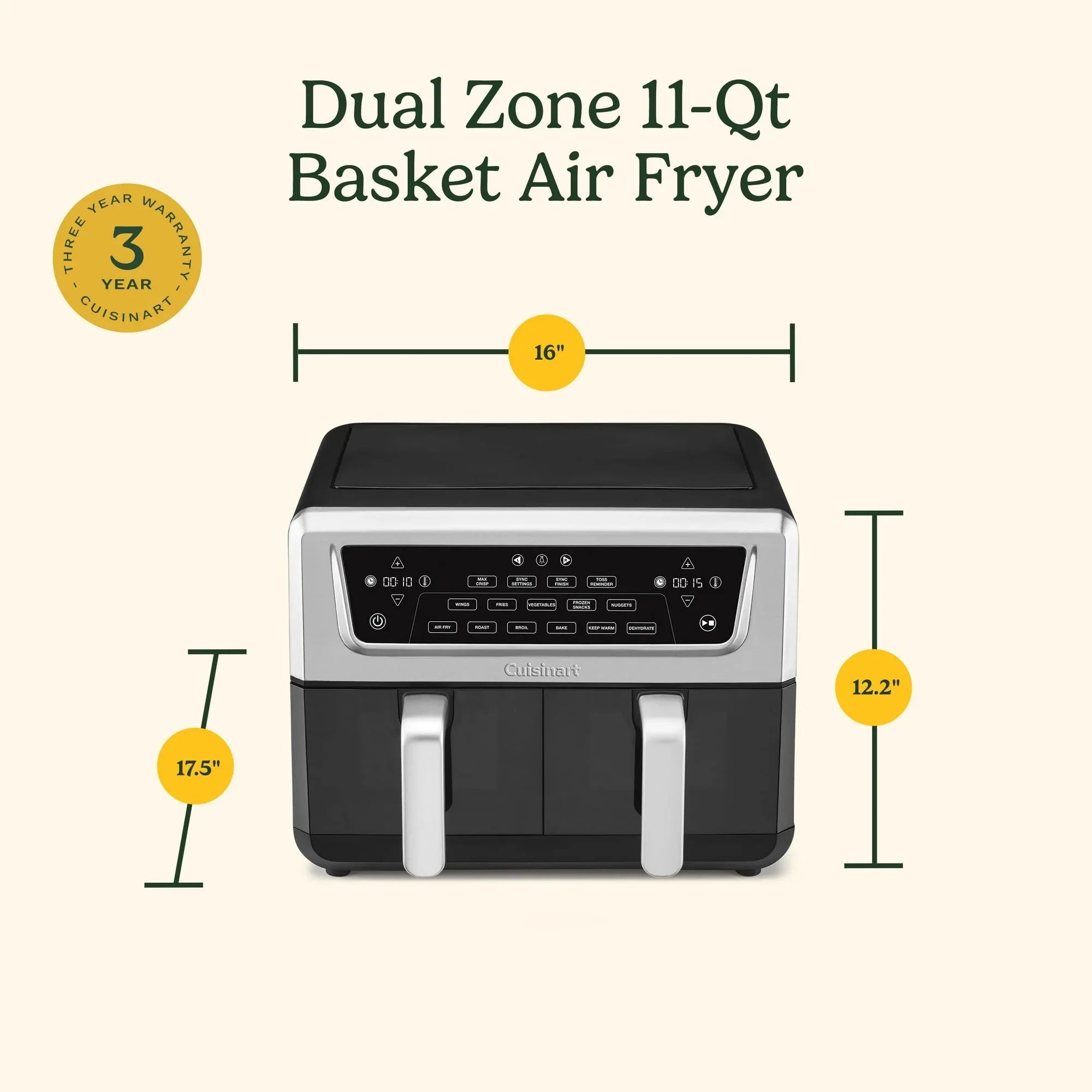 Cuisinart 11-qt Dual Basket Air Fryer Pro - USA MEGA SHOP