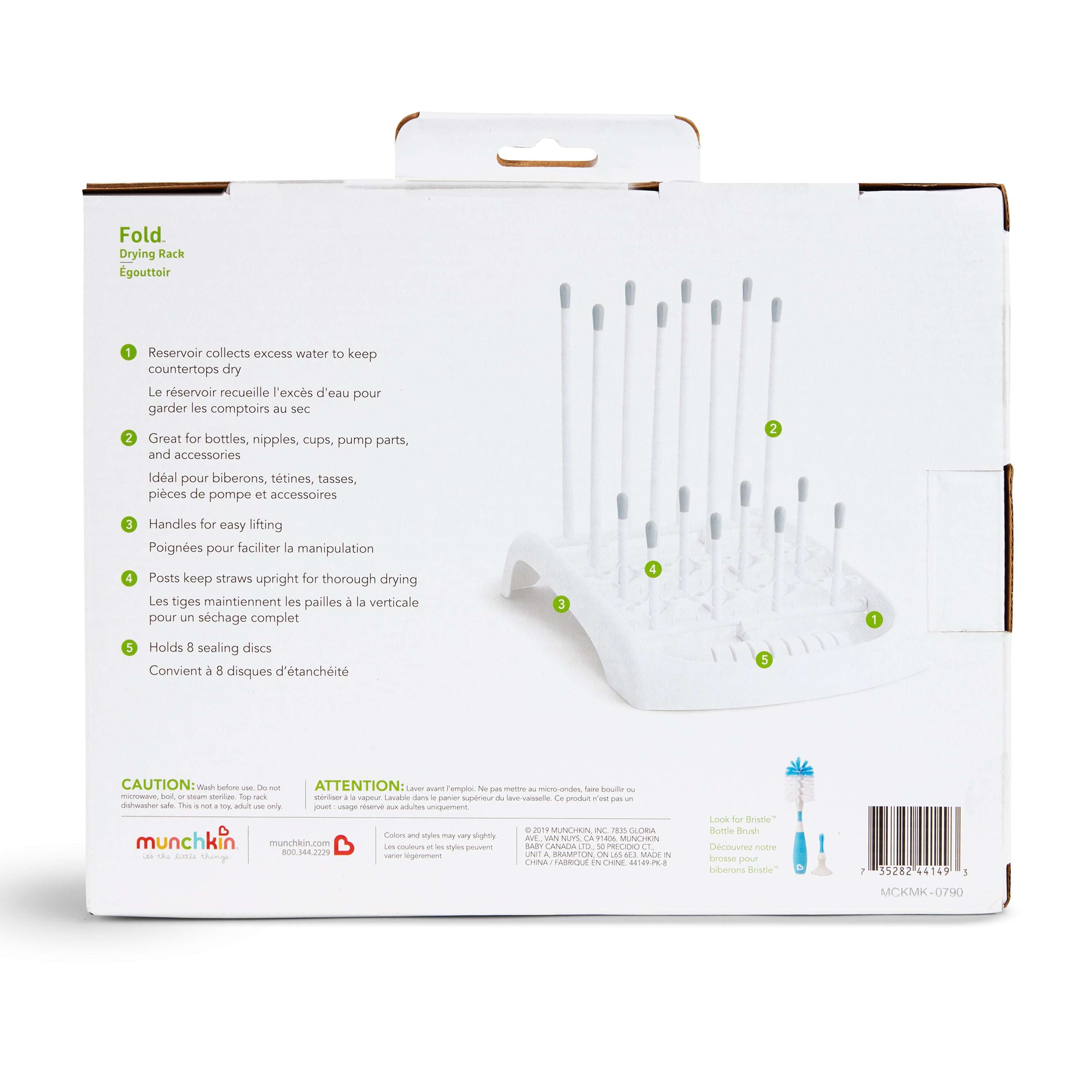 Munchkin® Fold™ Baby Bottles and Accessories Drying Rack, White, 1 Pack