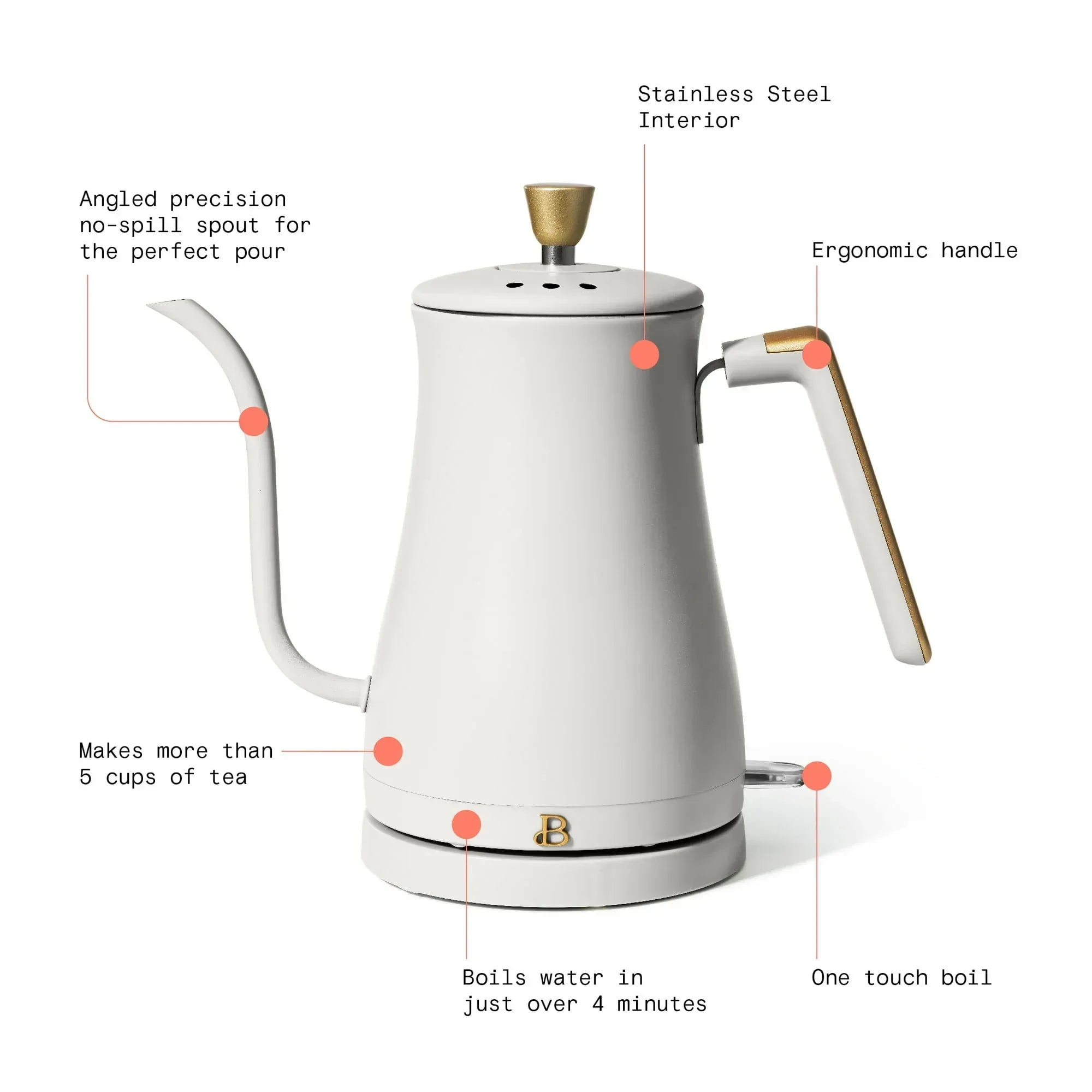 Beautiful 1-Liter Electric Gooseneck Kettle 1200 W, by Drew Barrymore