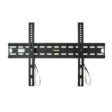 Black fixed TV wall mount bracket with center level window and two mounting rails