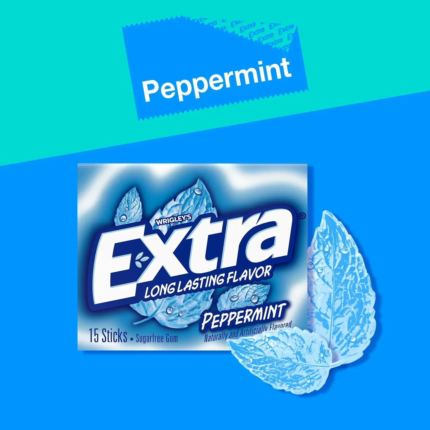 Extra Gum Peppermint Sugar Free Chewing Gum, Single Pack - 15 Stick