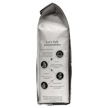 Coffee bag side with "Let's Talk Sustainability" and certification icons