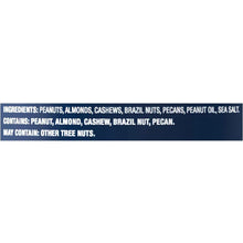 Salted mixed nuts canister ingredient and allergen statement on label