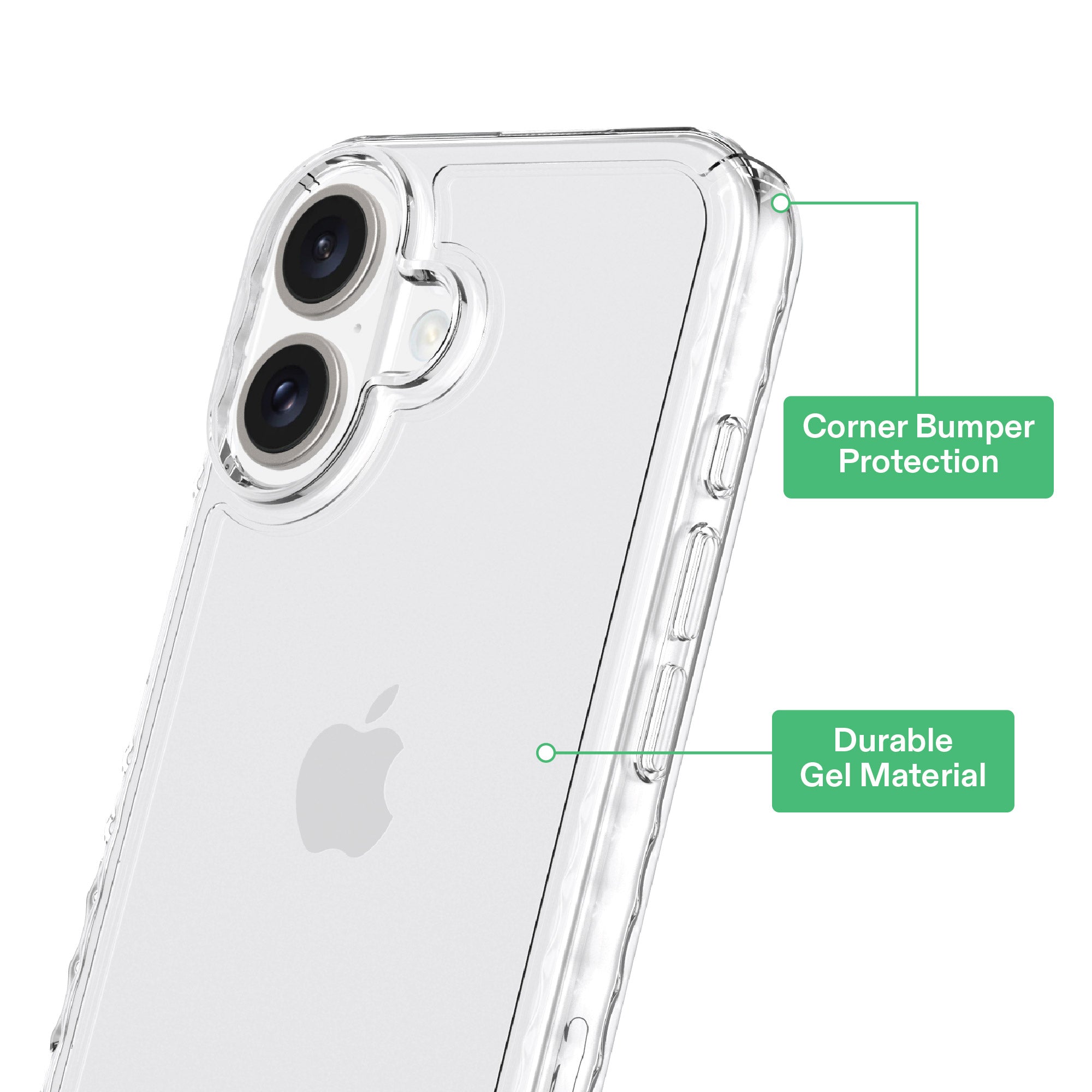 onn Protective Gel Phone Case for iPhone 16 - Clear