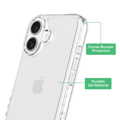 onn Protective Gel Phone Case for iPhone 16 - Clear