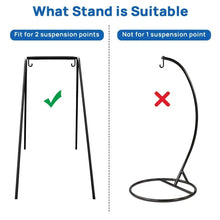 Hammock chair swing support frame diagram with hooks for two suspension points