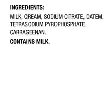 Half-and-half creamer ingredients panel listing milk and cream