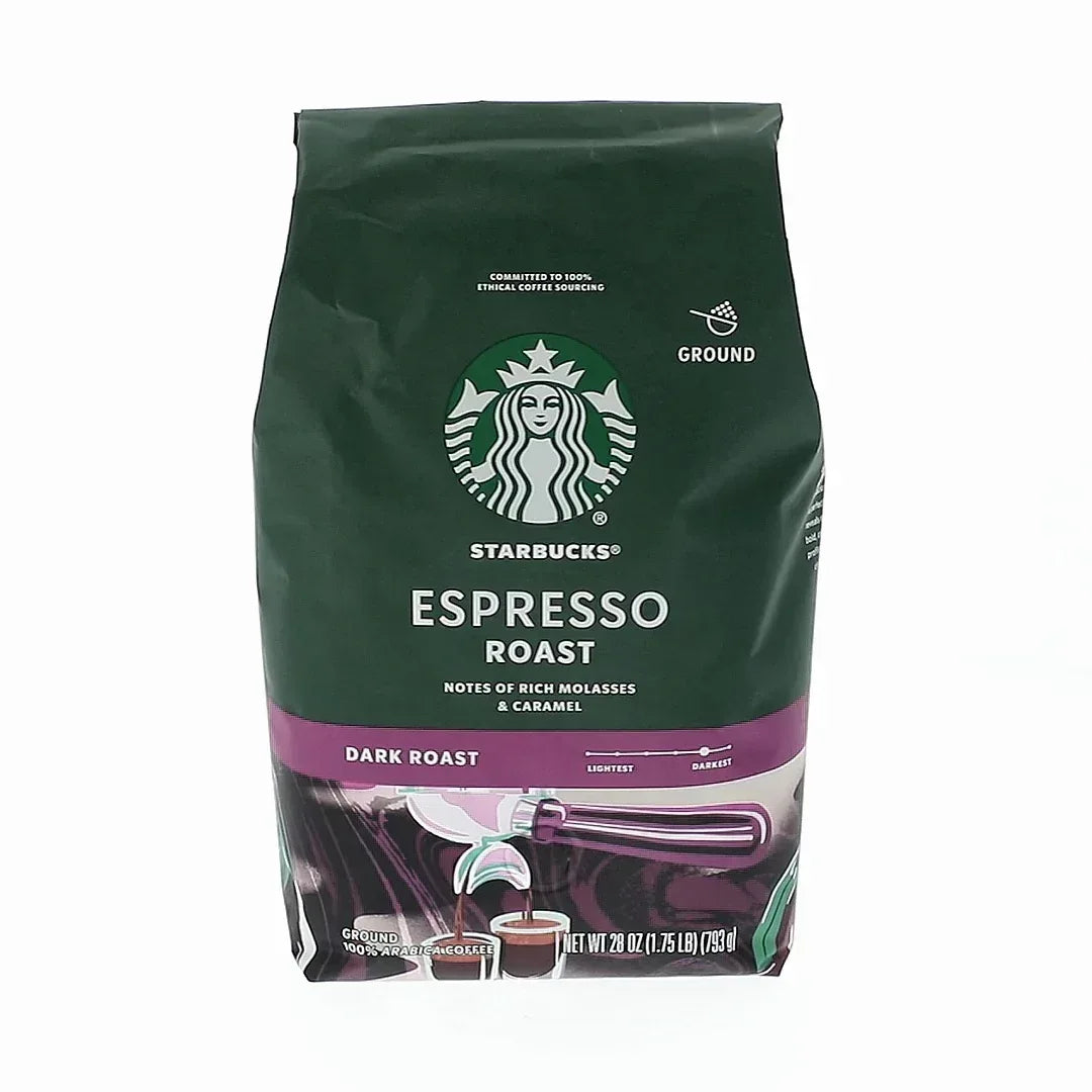 Starbucks Espresso Roast, Ground Coffee, Dark Roast Hot or Iced Coffee, 28 oz