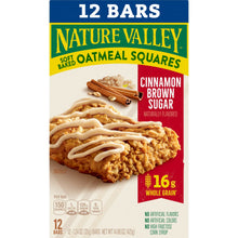 Nature Valley oatmeal squares box front, cinnamon brown sugar, 12 bars