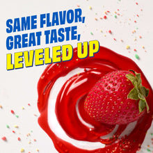 Strawberry-flavored toaster pastries packaging with red berry swirl graphic.