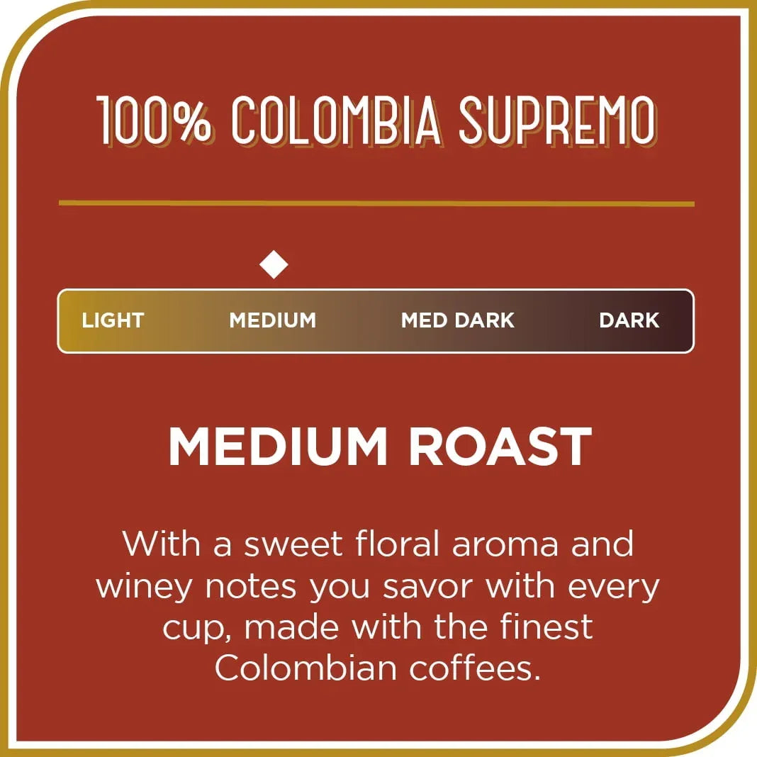 Don Francisco's Colombia Medium Roast Coffee: 24 K-Cup Compatible Single-Serve Pods, 100% Arabica, Recyclable Through TerraCycle