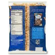 Great Value wide egg noodles package back with Nutrition Facts panel