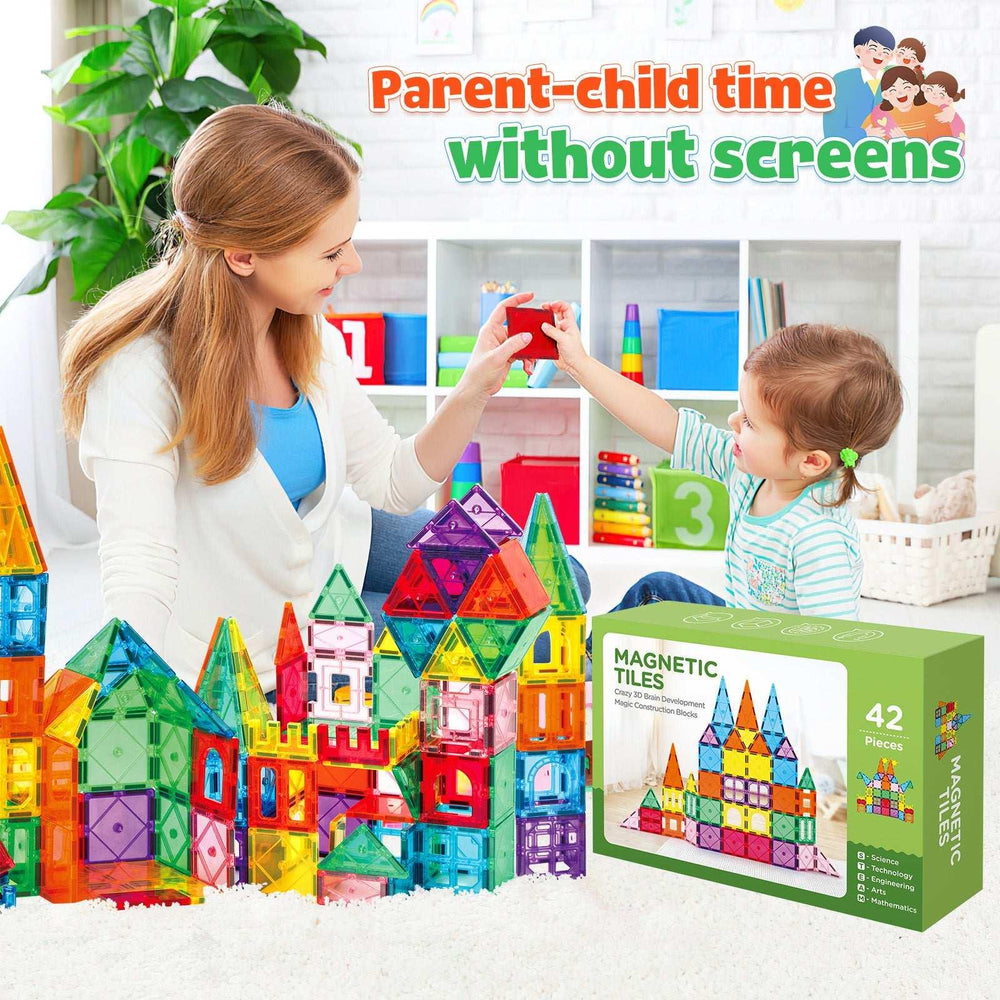 Magnetic Tiles for Kids,Educational Magnetic Building Blocks for Boys Girls, STEM Preschool Kidergarten Learning Toys - USA MEGA SHOP