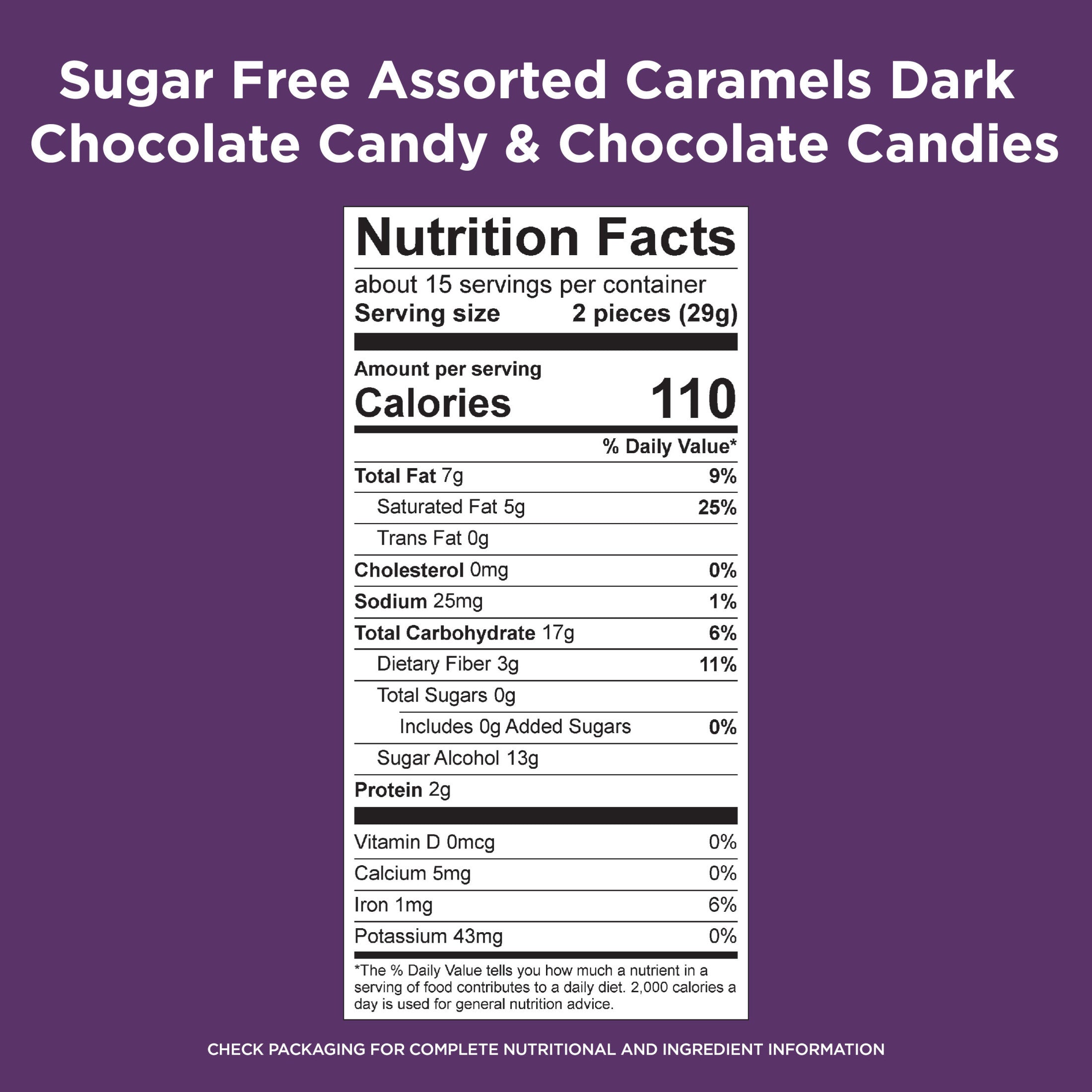 RUSSELL STOVER Sugar Free Assorted Caramels in Chocolate Candy, 15.3 oz. bag