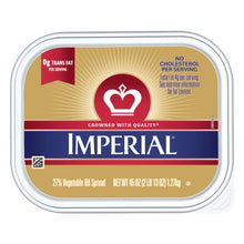 Imperial vegetable oil spread tub lid with red heart logo and trans fat claim