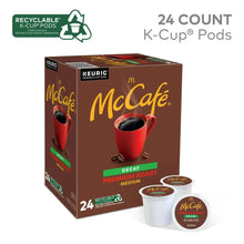 McCafe Decaf Premium Roast medium K-Cup pod box with 24 count and pods