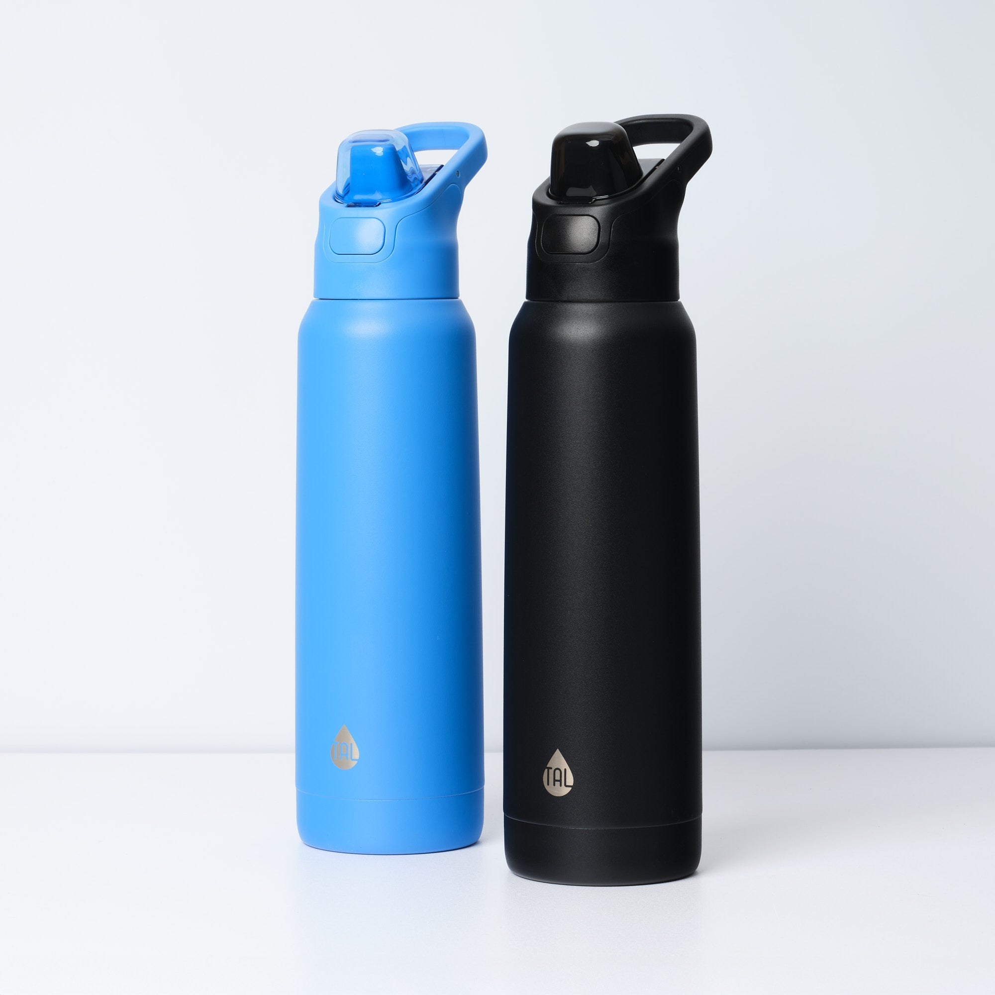 TAL 32oz Stainless Steel Dual Sport Water Bottle with Silicone Straw and Lock Lid, Black