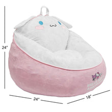 Kids' compressed foam bean bag chair with Cinnamoroll face, pink and white, front view