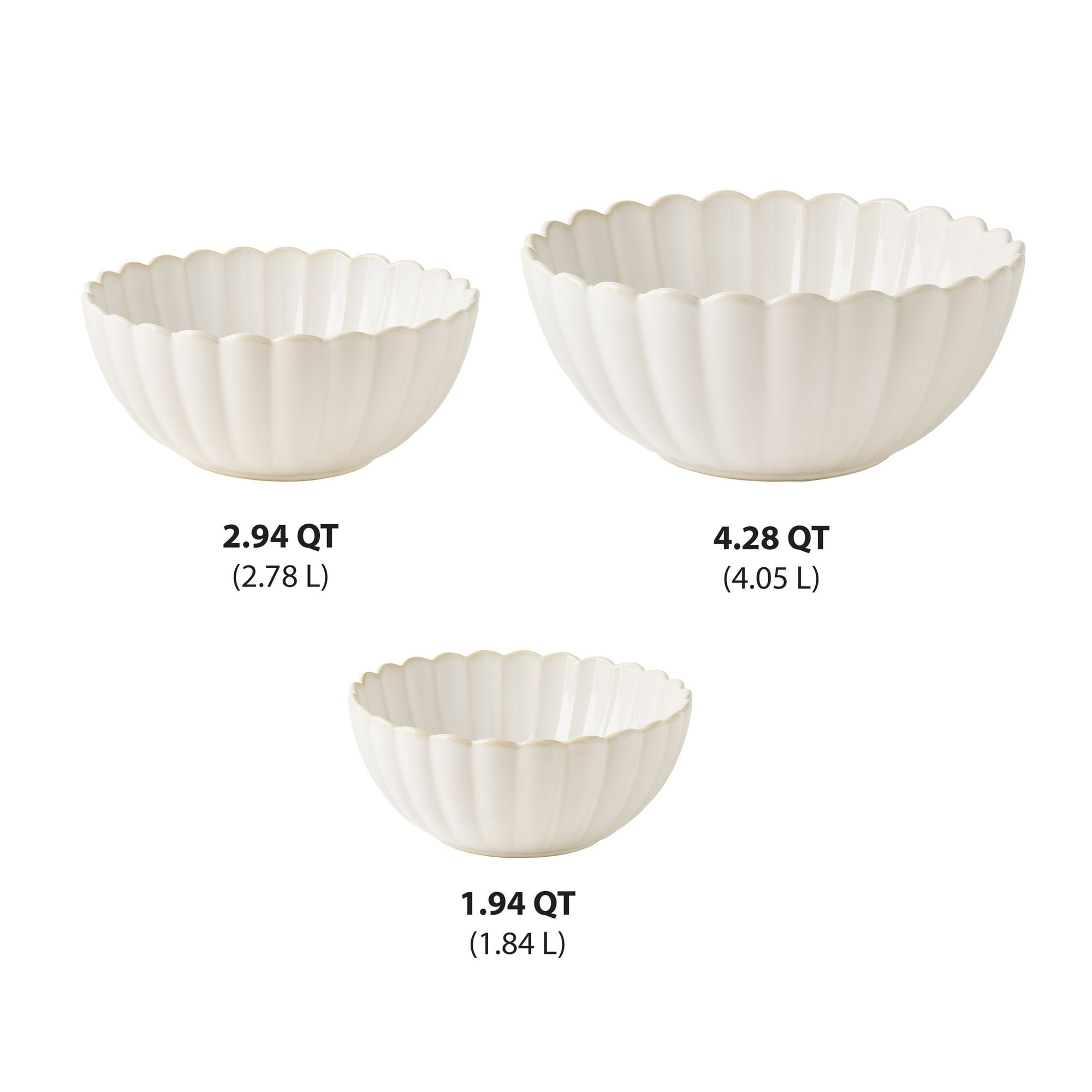 The Pioneer Woman Colette Stoneware Nesting Bowls, Cream, Set of 3