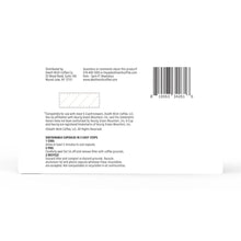 Espresso roast coffee pods box back with barcode and product information text