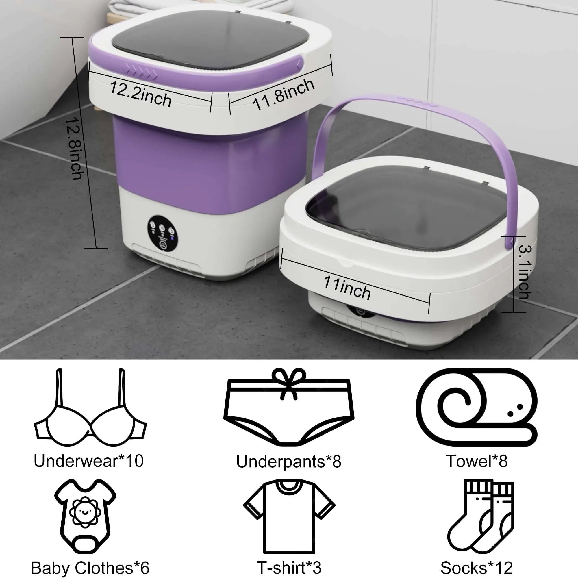 Pentantan 12L Portable Washing Machine, Mini Foldable Washer for Apartment, Camping, RV, Travel, Underwear, Socks - USA MEGA SHOP