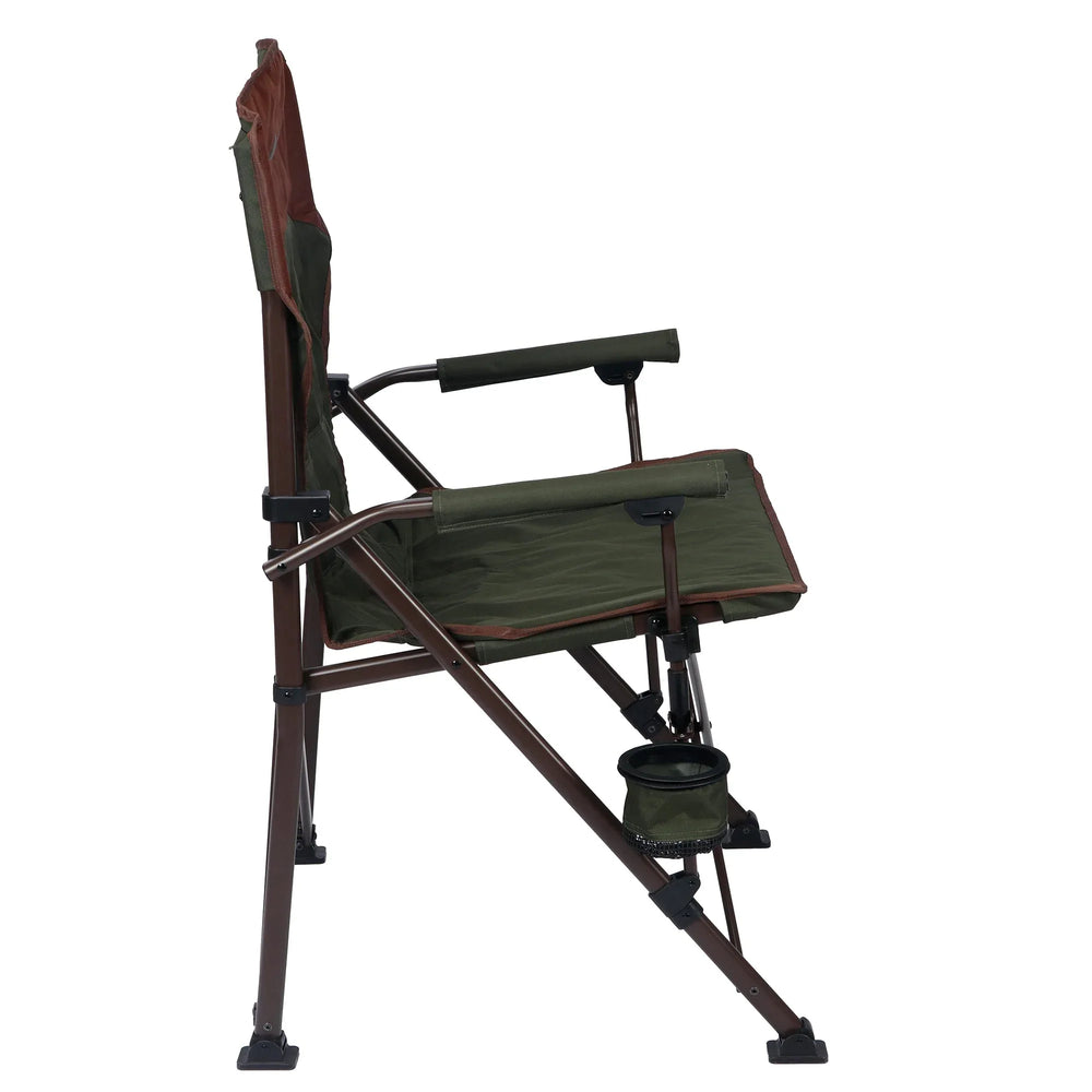 Ozark Trail Heavy Duty Hard Arm Camp Chair with Adjustable Cupholder, Tensioned Seat Farbic, Brown - USA MEGA SHOP