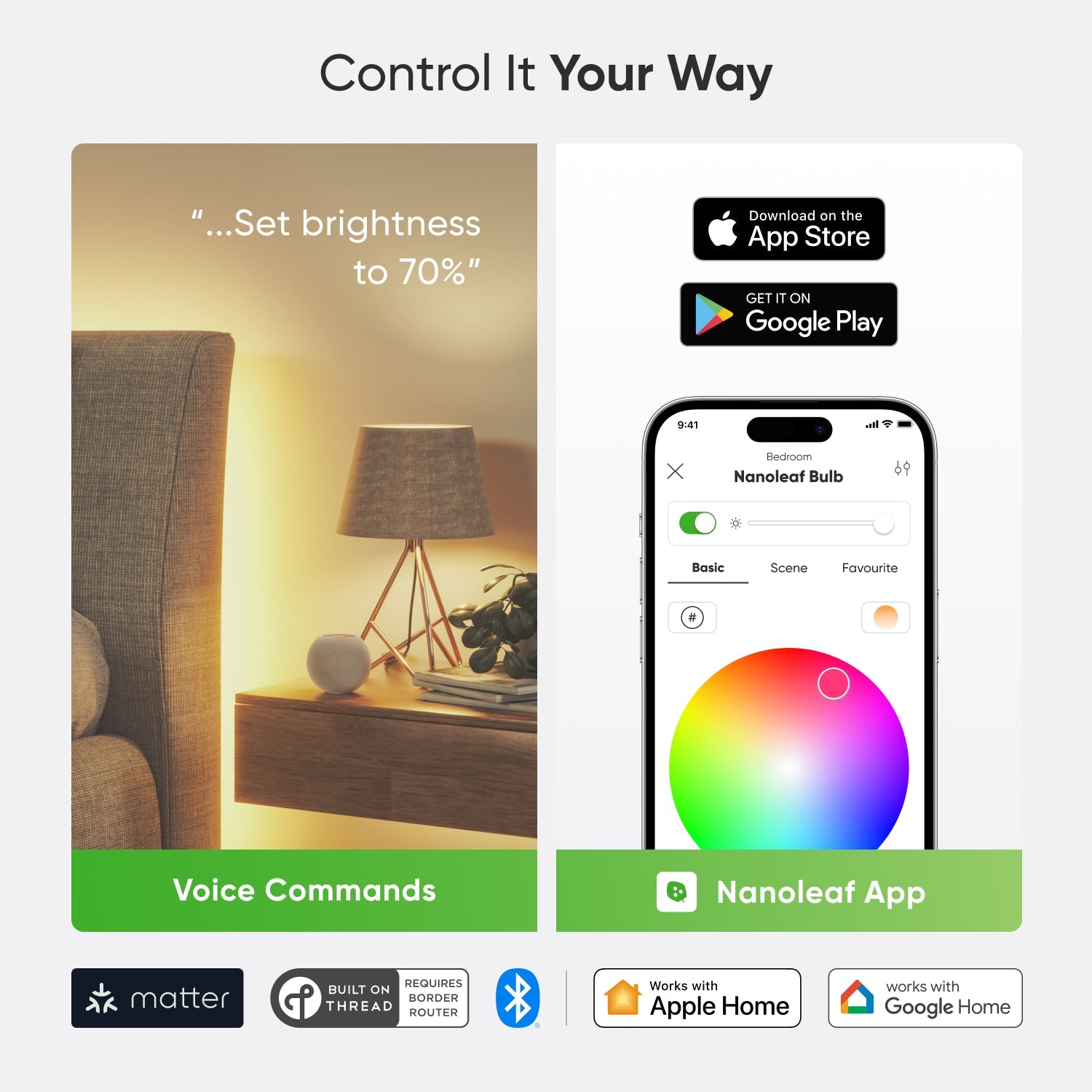 Nanoleaf Essentials Matter WiFi A19 LED Smart Bulb (3pk)