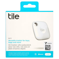 Tile Mate (2022) 1-Pack, White. Bluetooth Tracker, Keys Finder and Item Locator; Up to 250 ft. Range.
