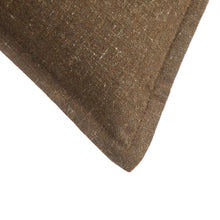 Brown linen fabric corner with fine textured weave