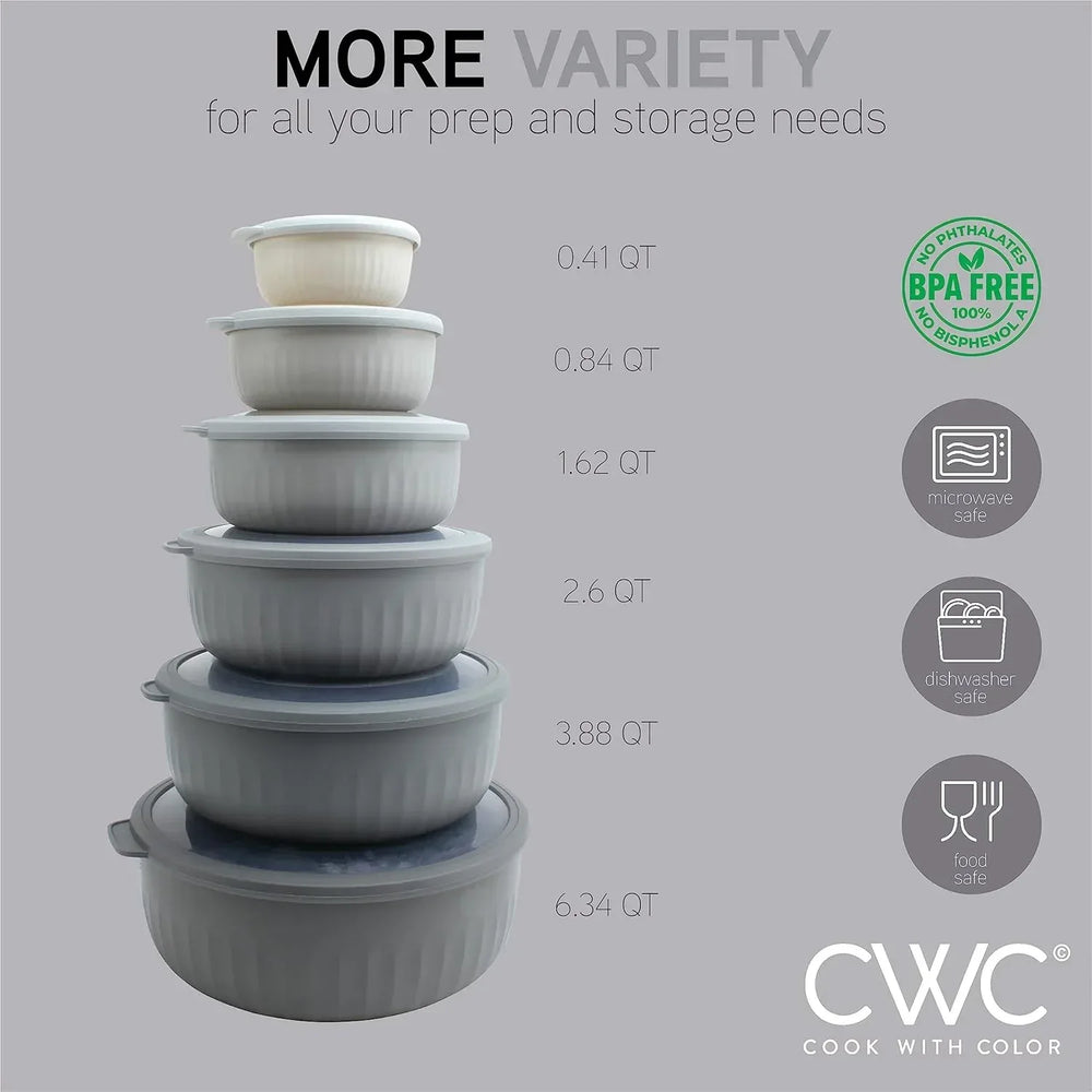 COOK WITH COLOR Meal Prep Containers Wide Mixing Bowls Food Storage Containers with Lids - USA MEGA SHOP