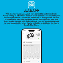 Black earhook true wireless earbuds with app control shown on a smartphone screen
