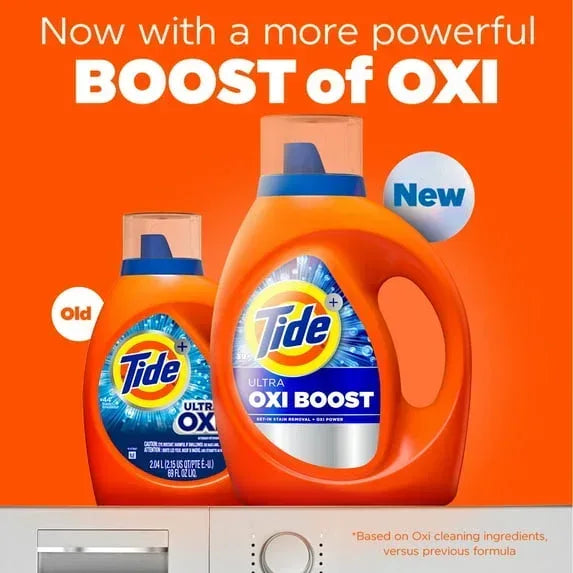 Tide Laundry Detergent Liquid, Ultra Oxi Boost, Advanced Stain Remover, 73 fl oz, 52 Loads