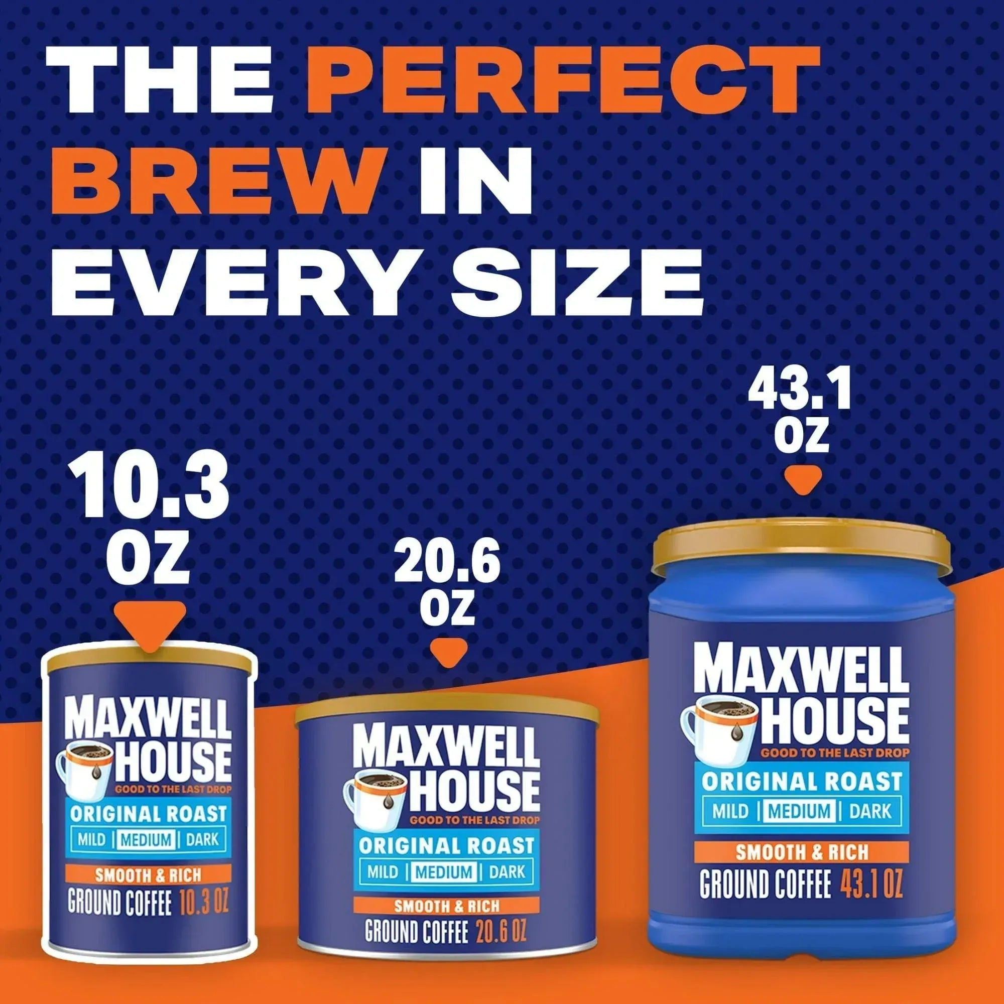 Maxwell House Original Roast Ground Coffee, 10.3 oz Canister, Medium