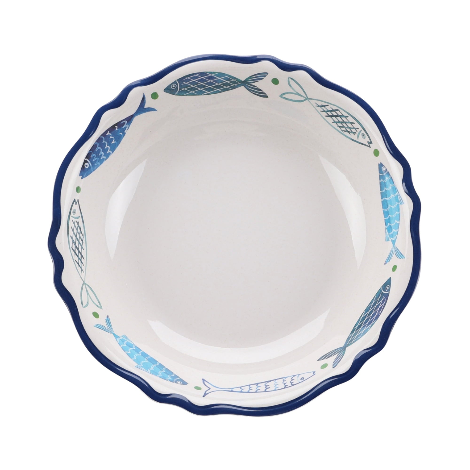 Beautiful 14" x 2.7" Bamboo Melamine Sardine Round Serve Bowl, Multi-Color by Drew Barrymore