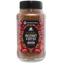 Member's Mark instant coffee jar, freeze-dried coffee granules, brown
