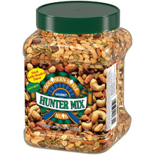 Southern Style Hunter Mix nut jar with green lid, back label and mixed nuts