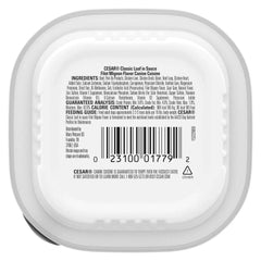 CESAR Soft Wet Dog Food Classic Loaf in Sauce Filet Mignon Flavor, 3.5 oz. Easy Peel tray