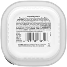 Cesar Home Delights dog food cup back label with ingredients, analysis and barcode