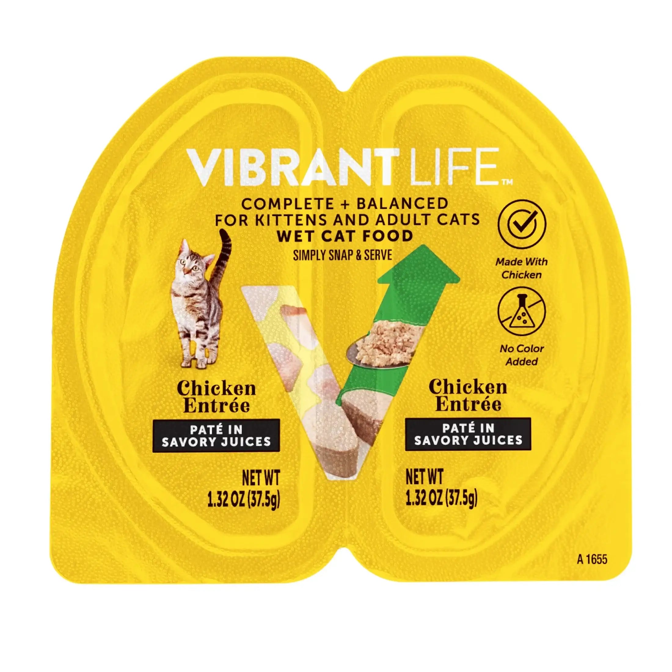 Vibrant Life Chicken Pate in Savory Juices Wet Cat Food, Grain-Free, 2.64 oz Split Tray