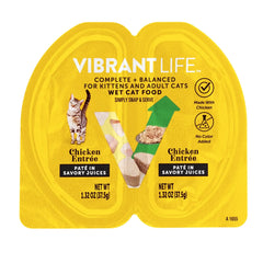 Vibrant Life Chicken Pate in Savory Juices Wet Cat Food, Grain-Free, 2.64 oz Split Tray