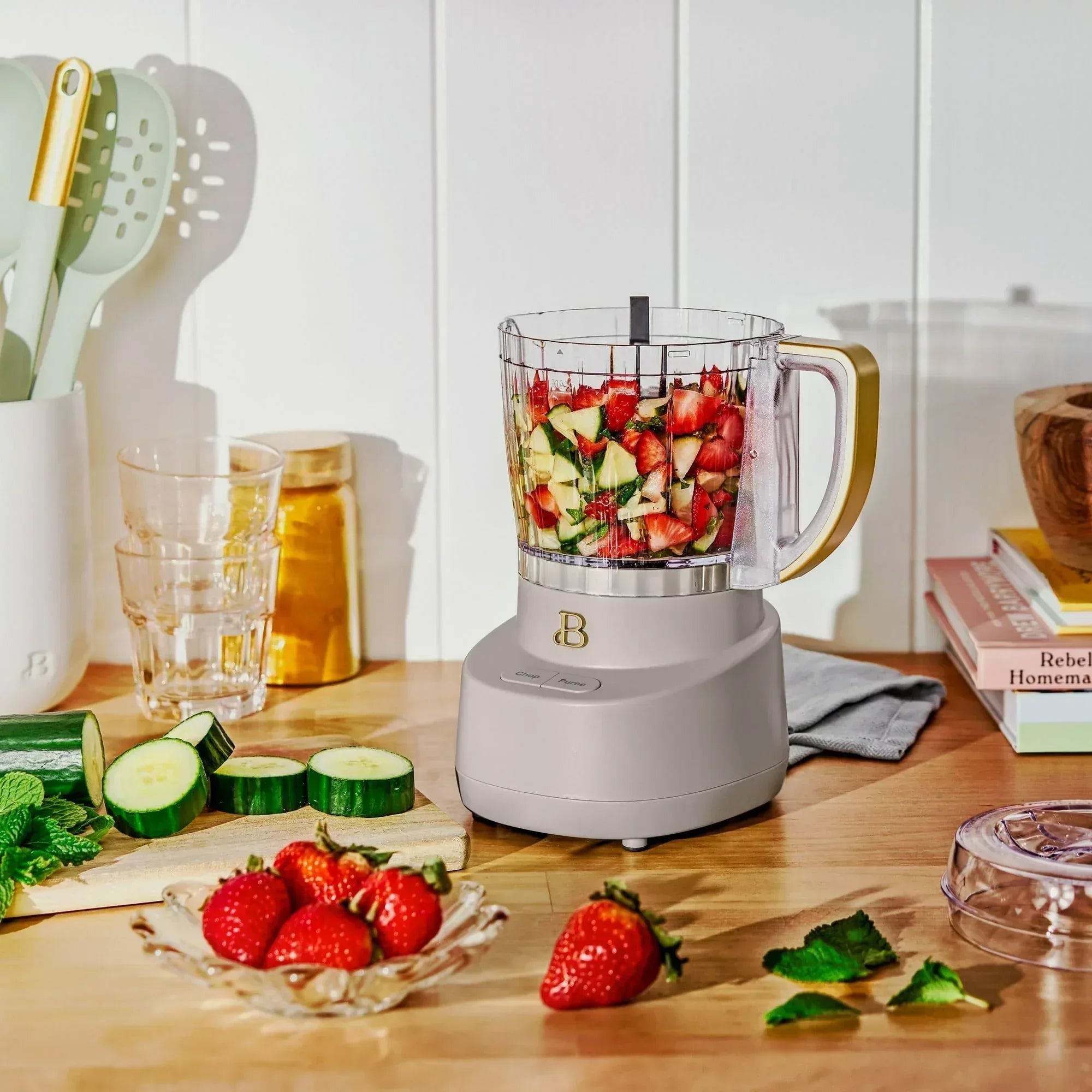 Beautiful 3-Cup Food Chopper, White Icing by Drew Barrymore