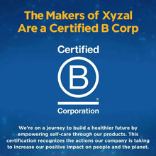 Xyzal allergy relief liquid certified B Corp badge graphic