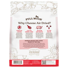 Air-dried dog food pouch back panel with feeding details and human-grade made in USA label